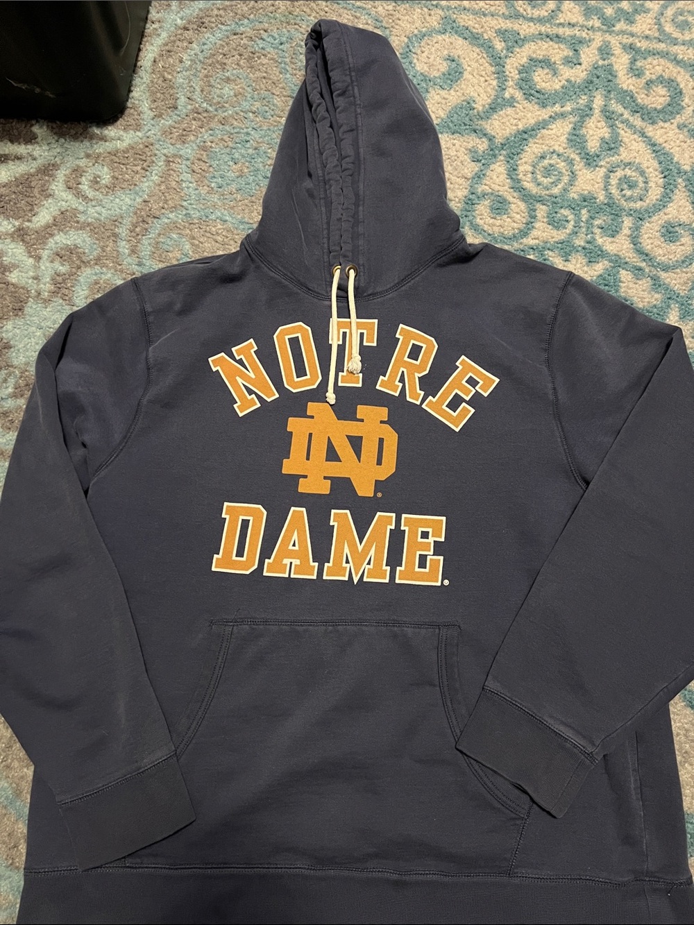 Notre Dame Navy Hoodie with Gold Lettering